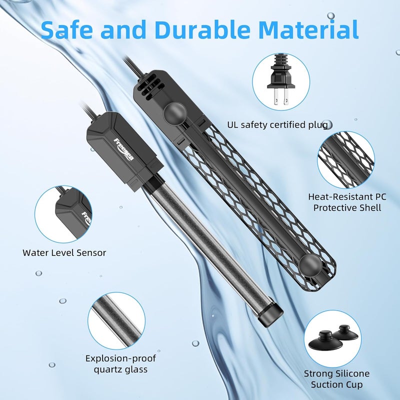 FREESEA Aquarium Heater for Fish Tank: 100W/200W/300W/500W Submersible Fish Tank Heater with Over-Temperature and Off-Water Protection for 20-40 Gallon Saltwater and Freshwater - Image 2